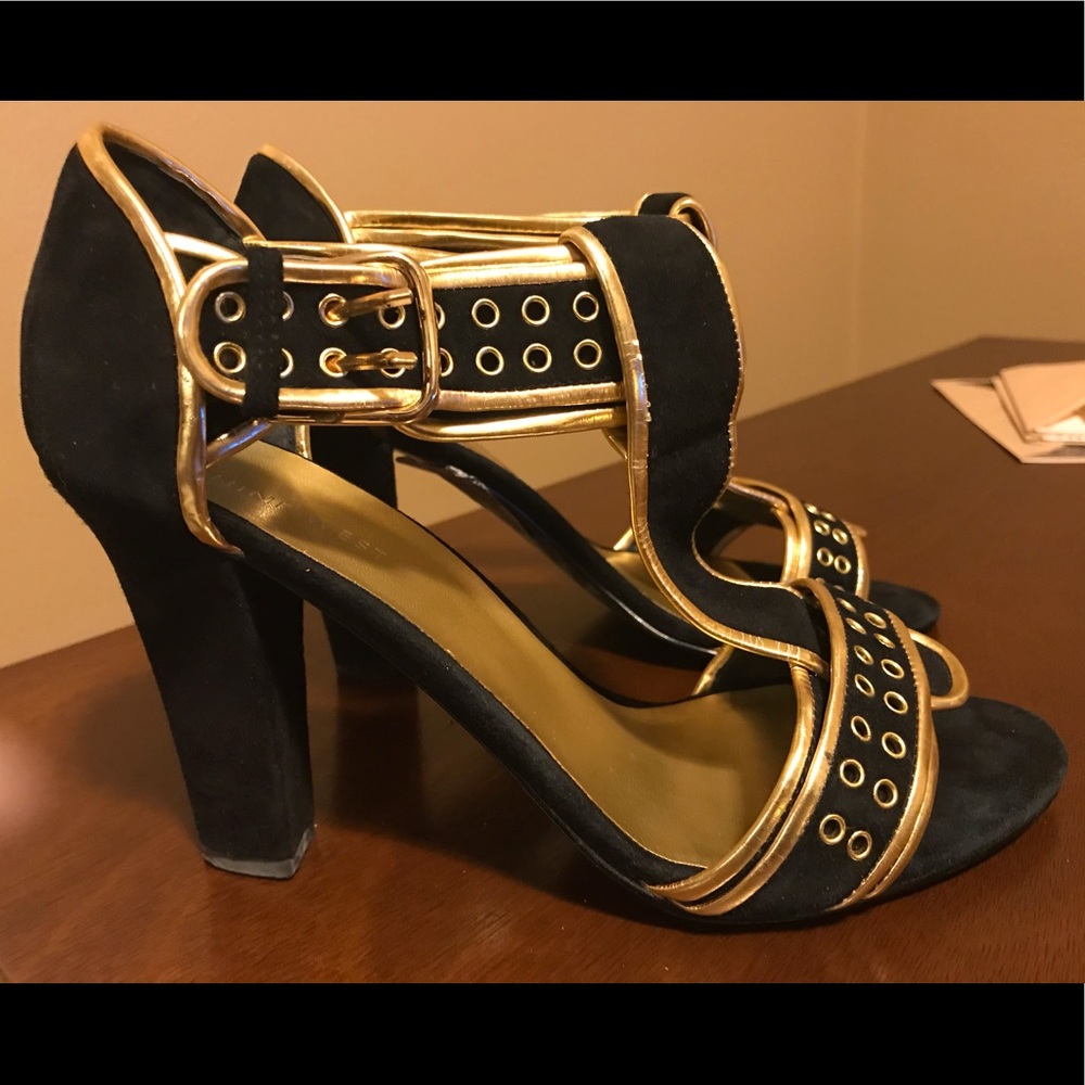 Nine West black and gold heels size 8.5